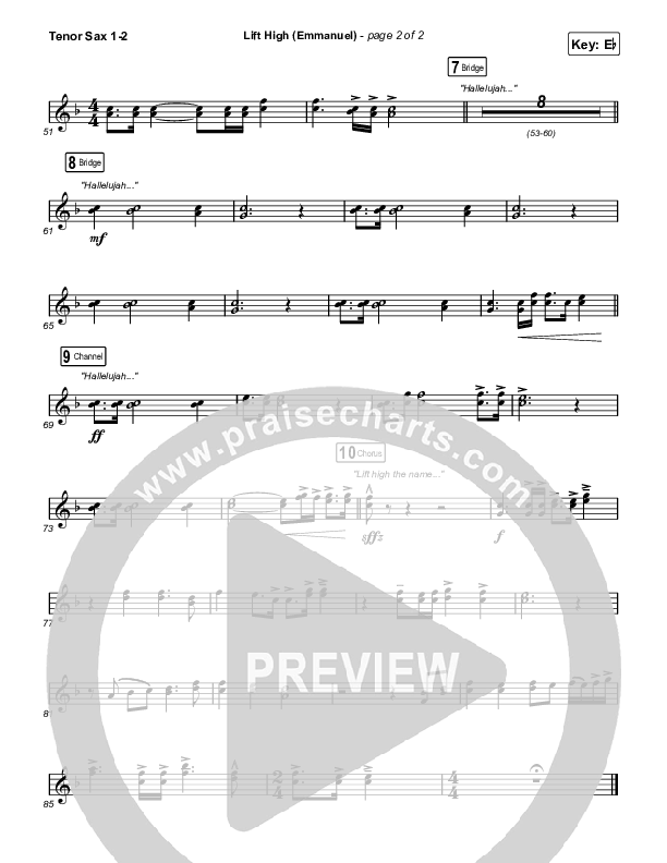 Lift High (Emmanuel) Tenor Sax 1,2 (Gateway Worship)