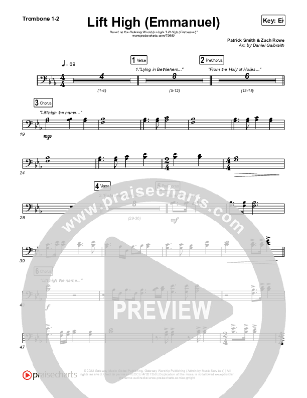 Lift High (Emmanuel) Trombone 1/2 (Gateway Worship)