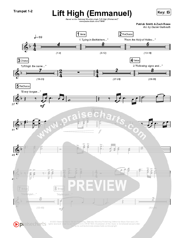 Lift High (Emmanuel) Trumpet 1,2 (Gateway Worship)