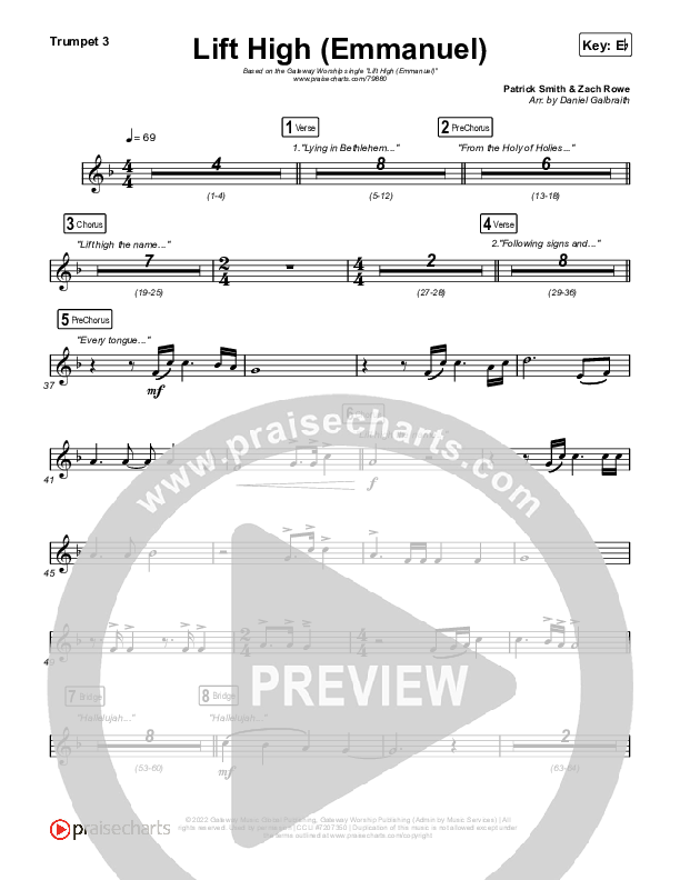 Lift High (Emmanuel) Trumpet 3 (Gateway Worship)