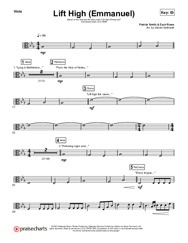 Lift High (Emmanuel) Viola (Gateway Worship)