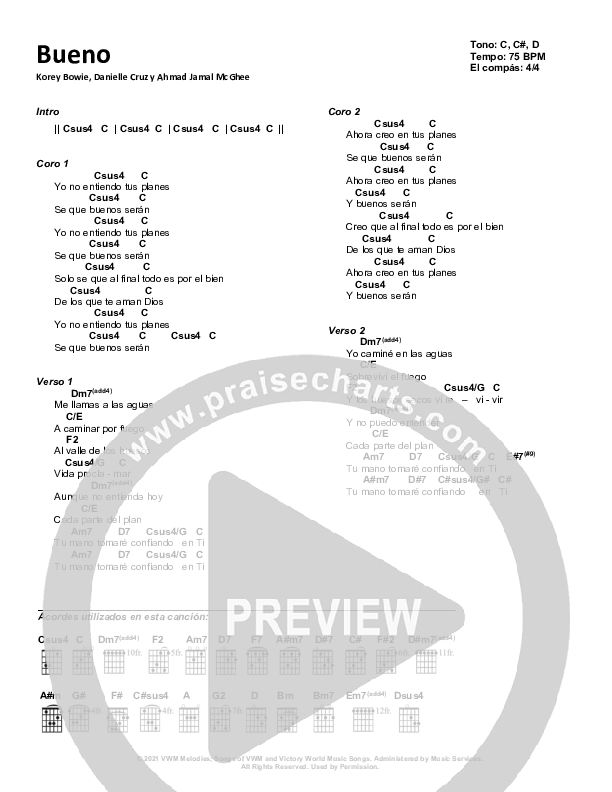 Bueno Chord Chart (Victory House Worship)