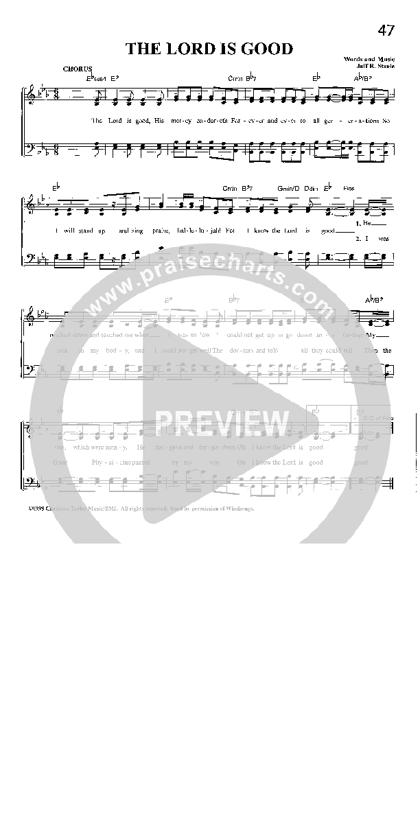 The Lord Is Good Lead Sheet (The Steeles)