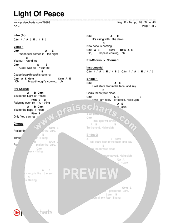 Light Of Peace Chords & Lyrics (KXC)
