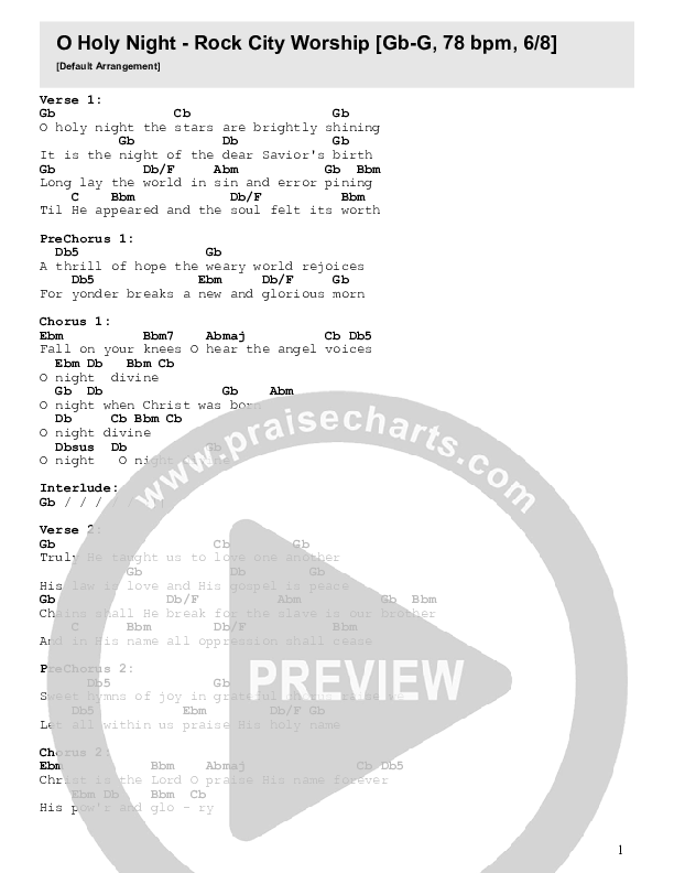 O Holy Night Chord Chart (Rock City Worship)