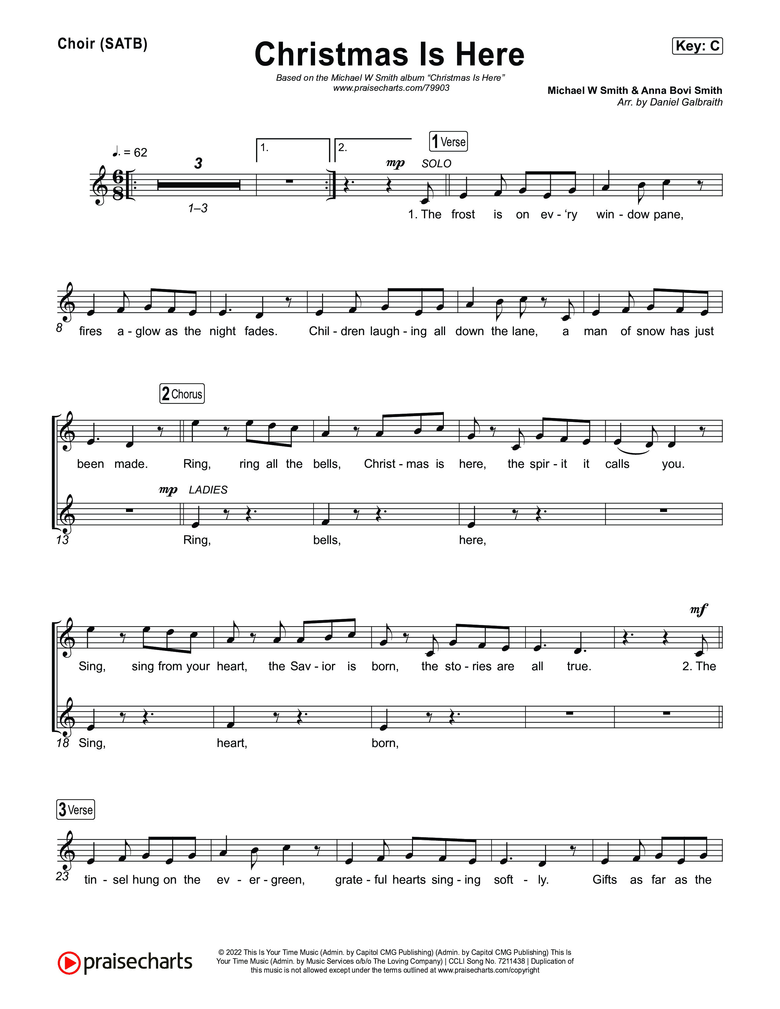 Christmas Is Here Choir Sheet (SATB) (Michael W. Smith)