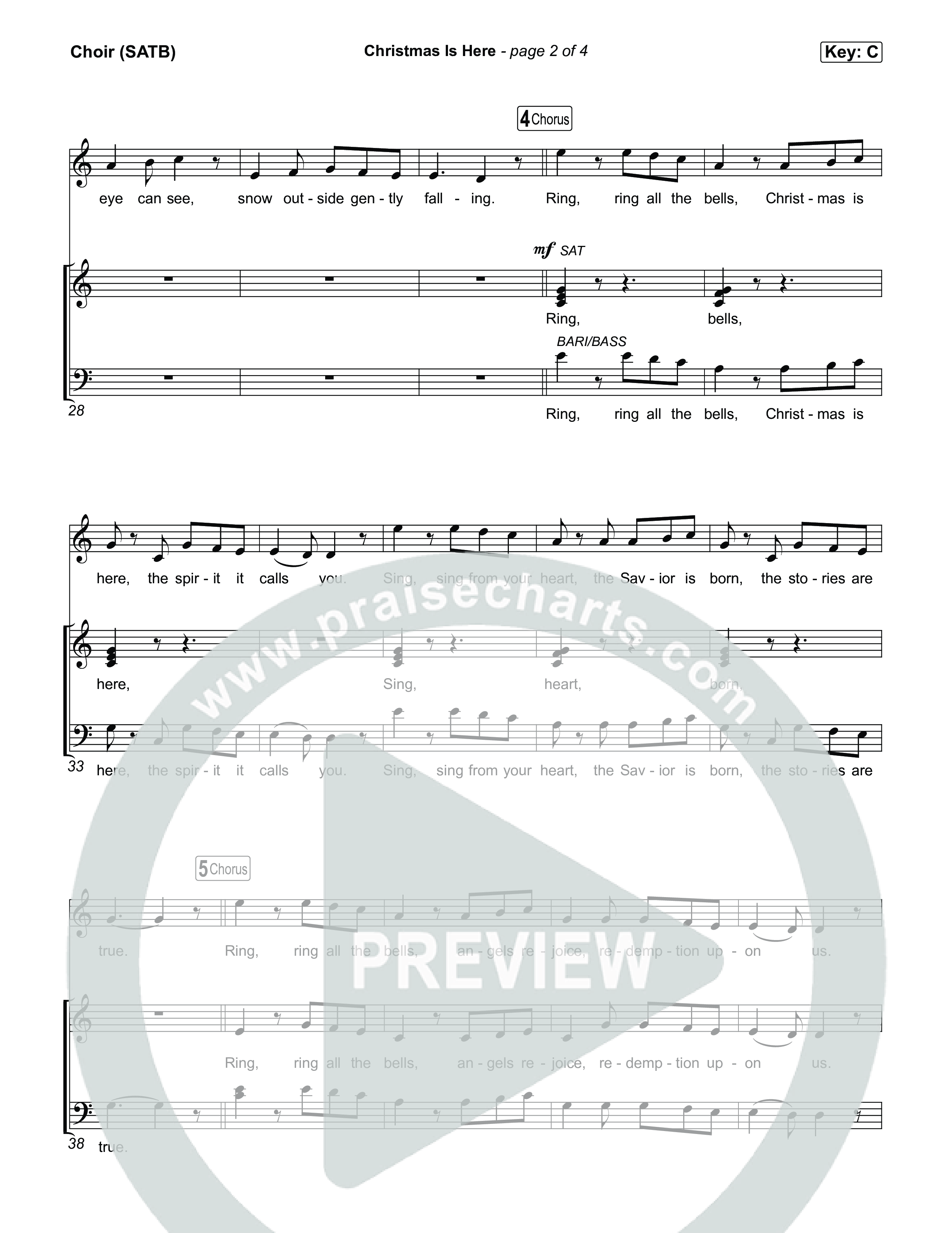 Christmas Is Here Choir Sheet (SATB) (Michael W. Smith)