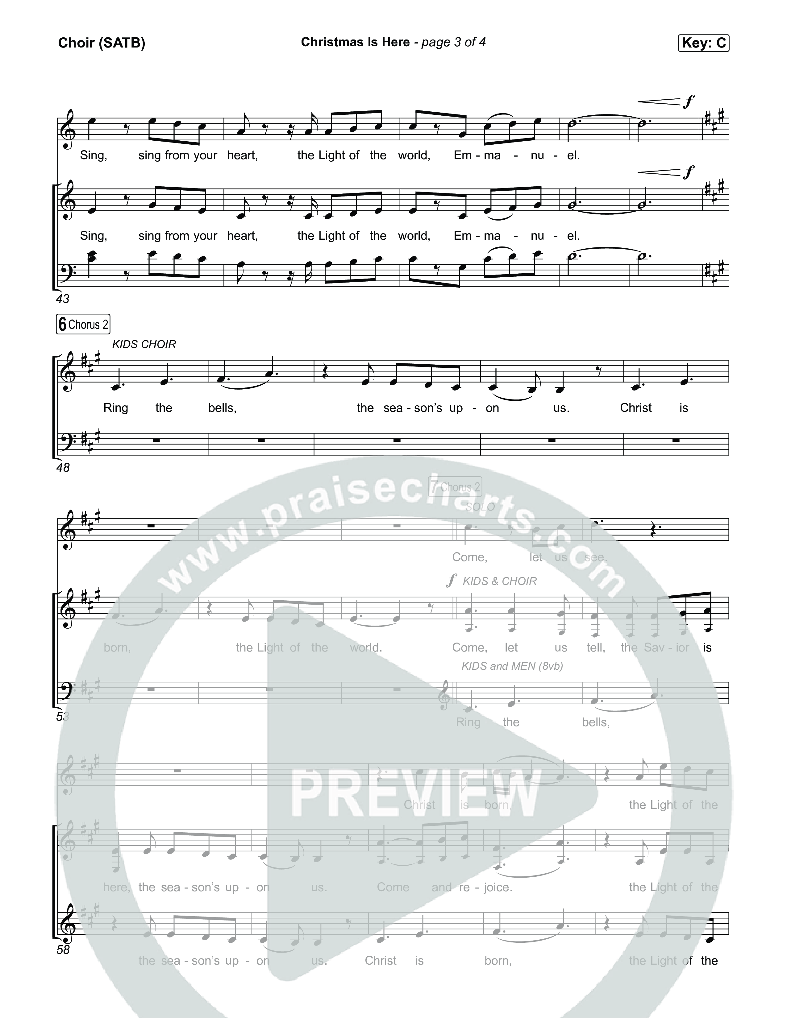 Christmas Is Here Choir Sheet (SATB) (Michael W. Smith)