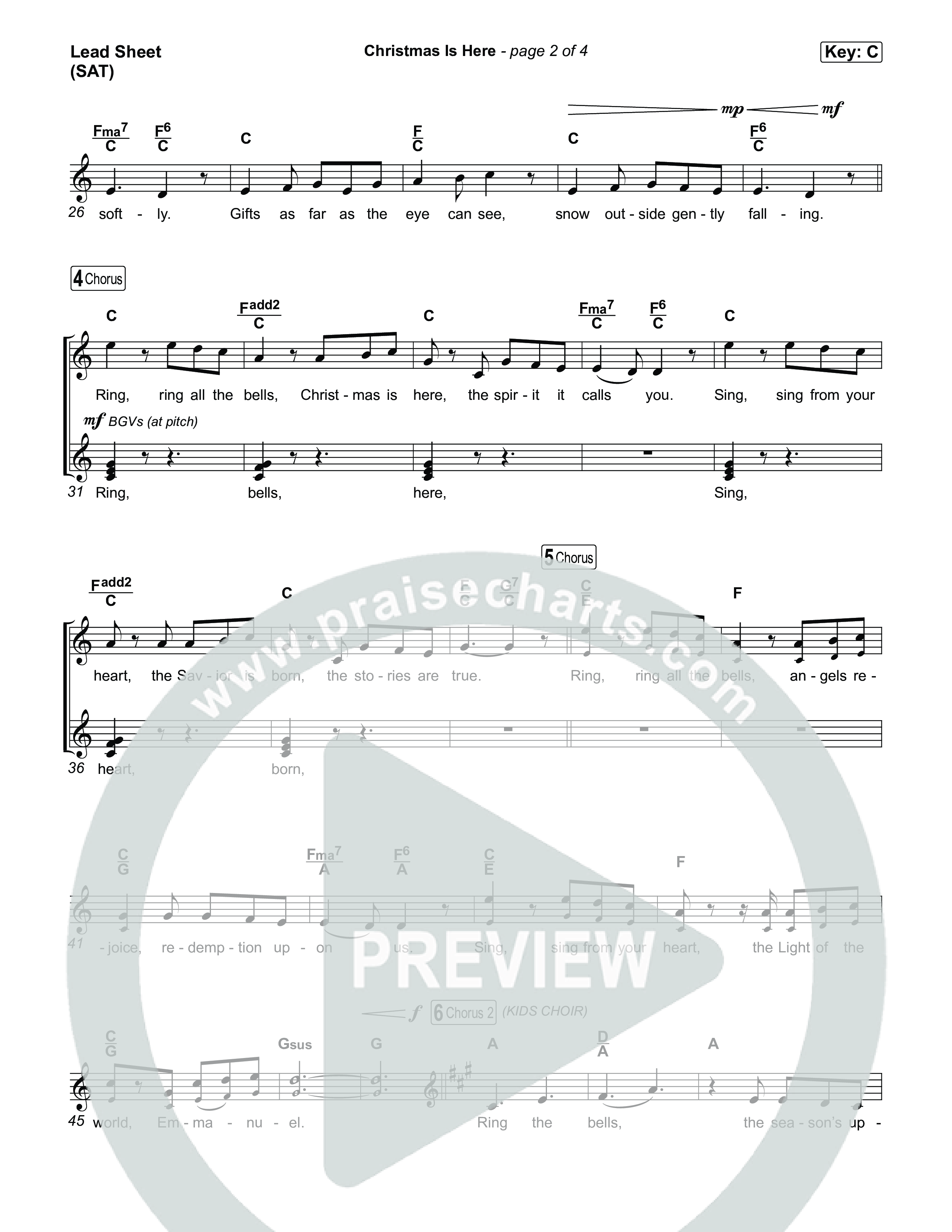 Christmas Is Here Lead Sheet (SAT) (Michael W. Smith)