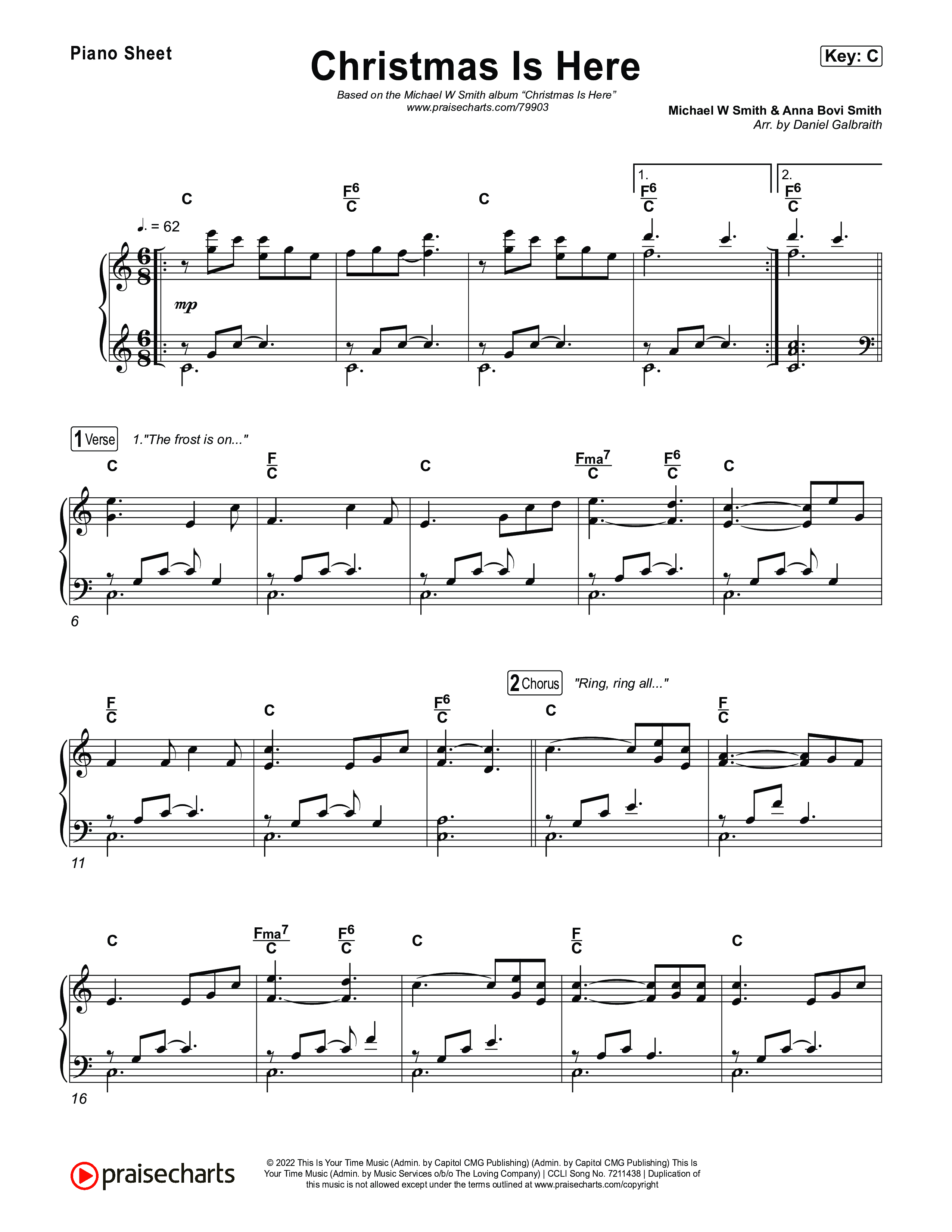 Christmas Is Here Piano Sheet (Michael W. Smith)