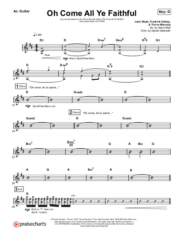 Oh Come All Ye Faithful (Live) Acoustic Guitar (Thrive Worship)