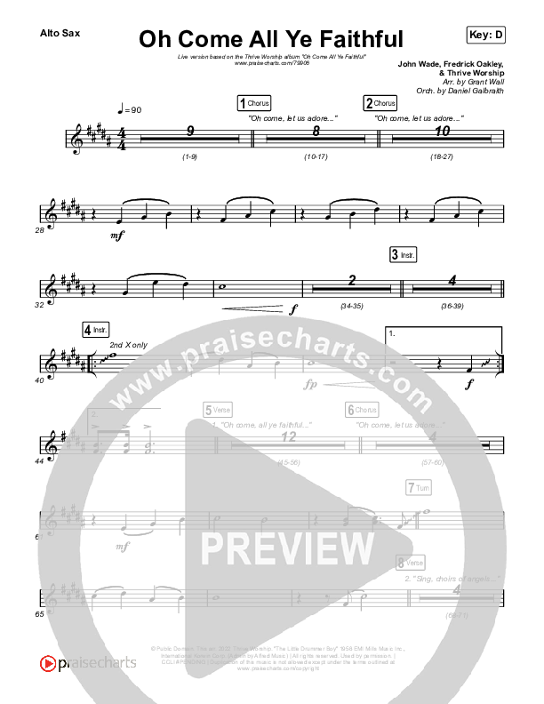 Oh Come All Ye Faithful (Live) Sax Pack (Thrive Worship)