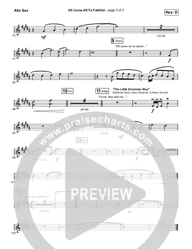 Oh Come All Ye Faithful (Live) Sax Pack (Thrive Worship)