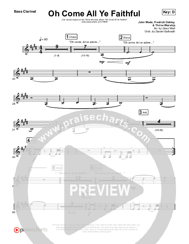 Oh Come All Ye Faithful (Live) Bass Clarinet (Thrive Worship)