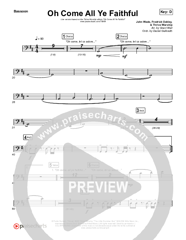 Oh Come All Ye Faithful (Live) Bassoon (Thrive Worship)