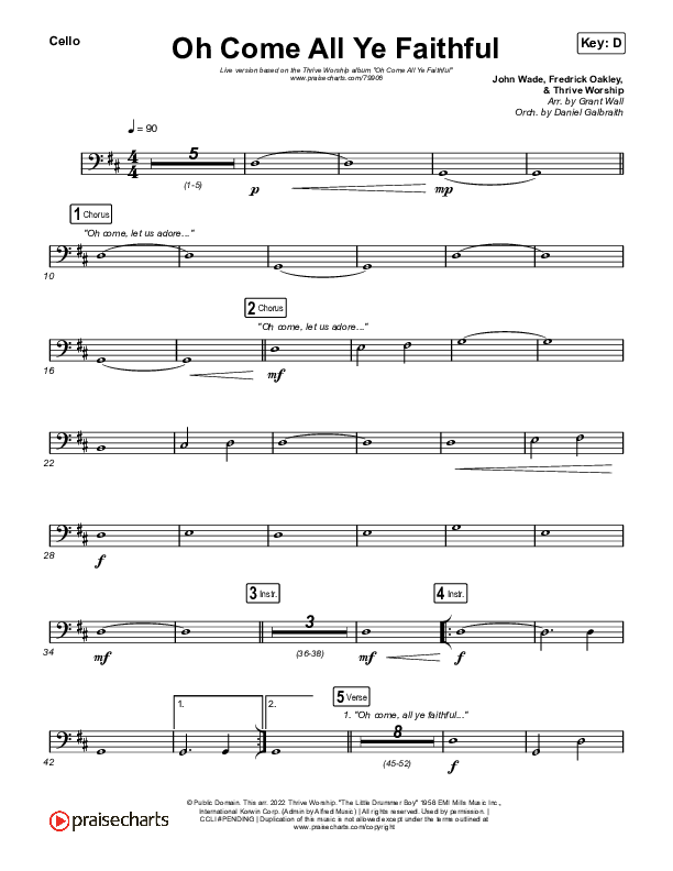 Oh Come All Ye Faithful (Live) Cello (Thrive Worship)