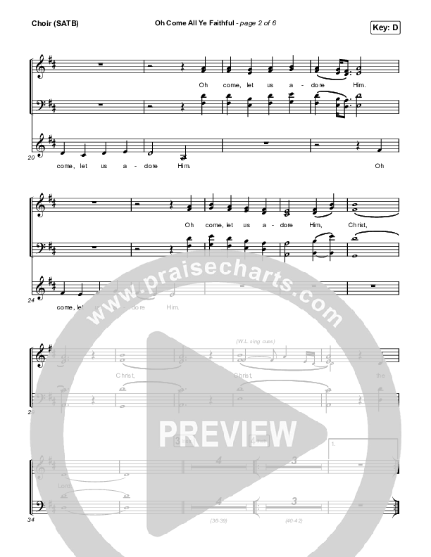 Oh Come All Ye Faithful (Live) Vocal Sheet (SATB) (Thrive Worship)