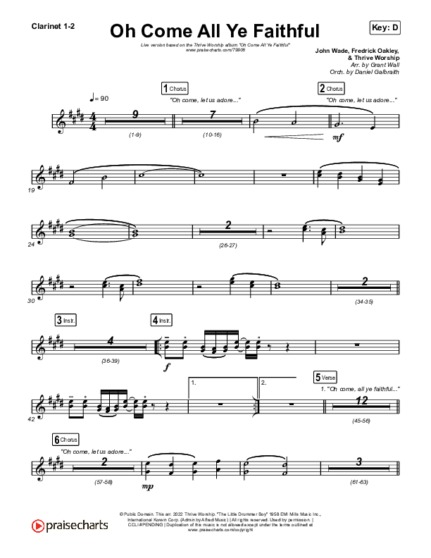 Oh Come All Ye Faithful (Live) Clarinet 1/2 (Thrive Worship)