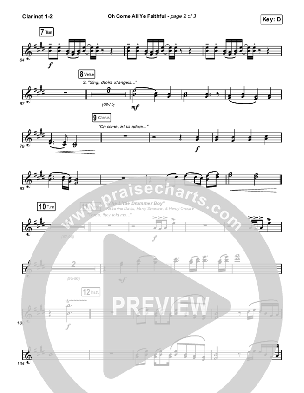 Oh Come All Ye Faithful (Live) Clarinet 1/2 (Thrive Worship)