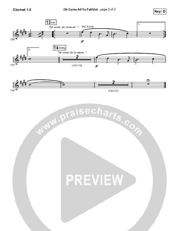 Oh Come All Ye Faithful (Live) Clarinet 1/2 (Thrive Worship)