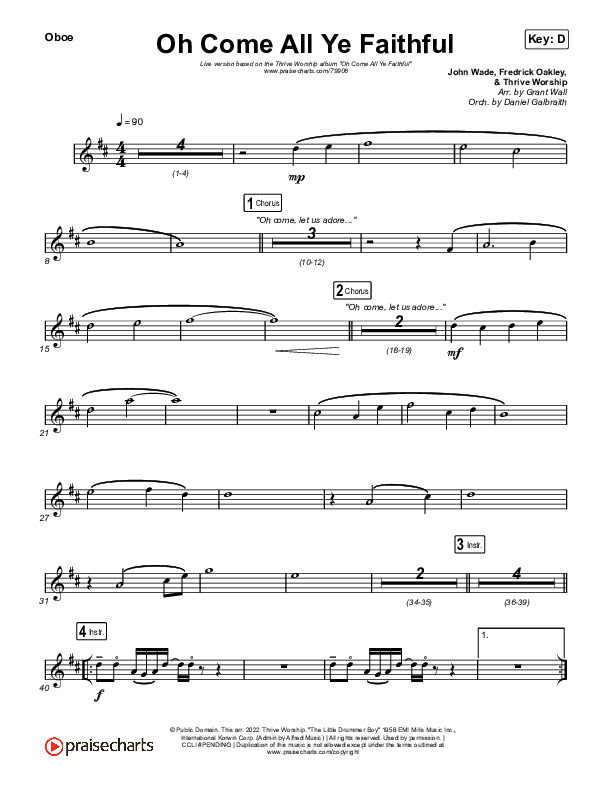 Oh Come All Ye Faithful (Live) Oboe (Thrive Worship)