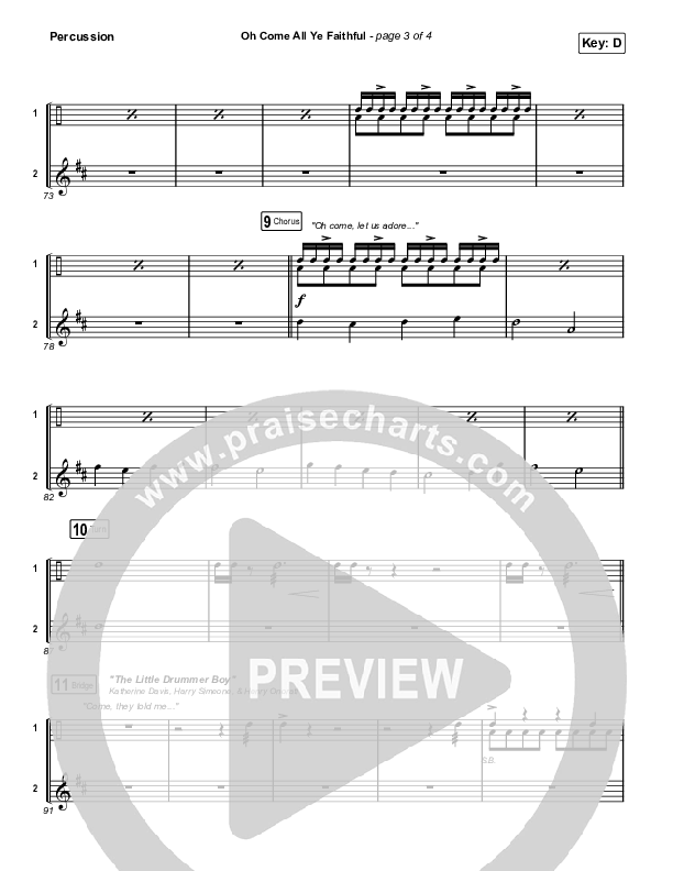 Oh Come All Ye Faithful (Live) Percussion (Thrive Worship)