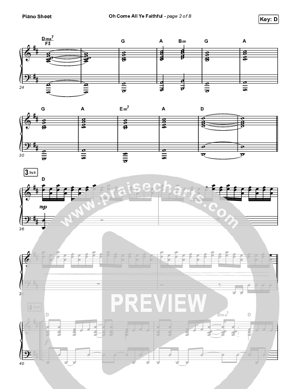 Oh Come All Ye Faithful (Live) Piano Sheet (Thrive Worship)