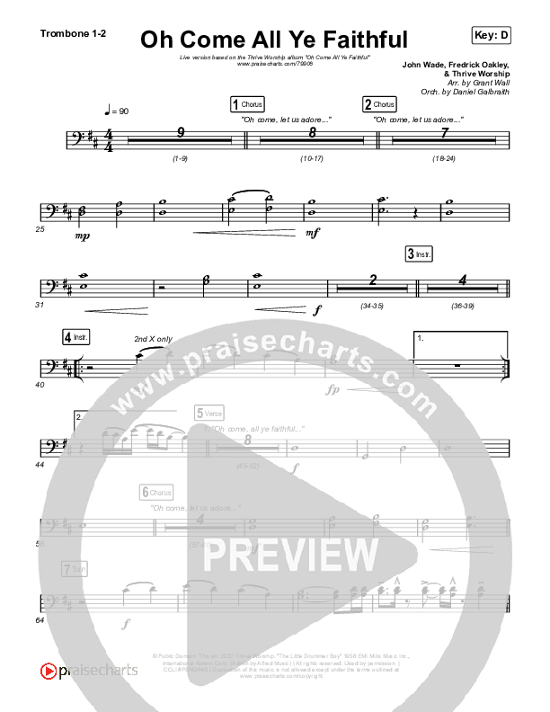 Oh Come All Ye Faithful (Live) Trombone 1/2 (Thrive Worship)