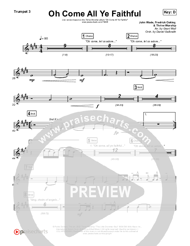 Oh Come All Ye Faithful (Live) Trumpet 3 (Thrive Worship)