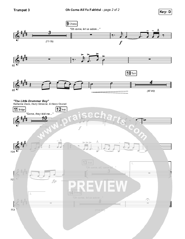 Oh Come All Ye Faithful (Live) Trumpet 3 (Thrive Worship)