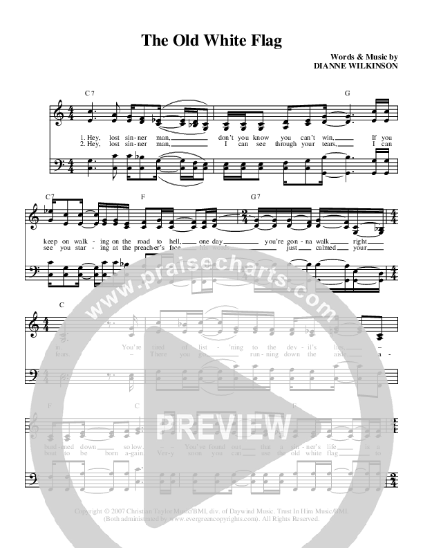 The Old White Flag Lead Sheet (Triumphant Quartet)