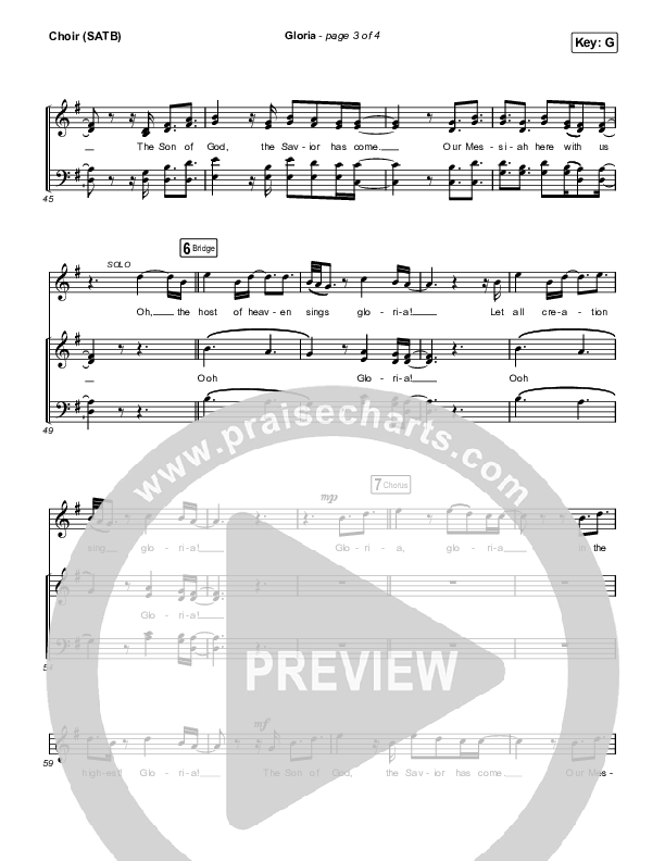 Gloria Vocal Sheet (SATB) (Chris Tomlin)