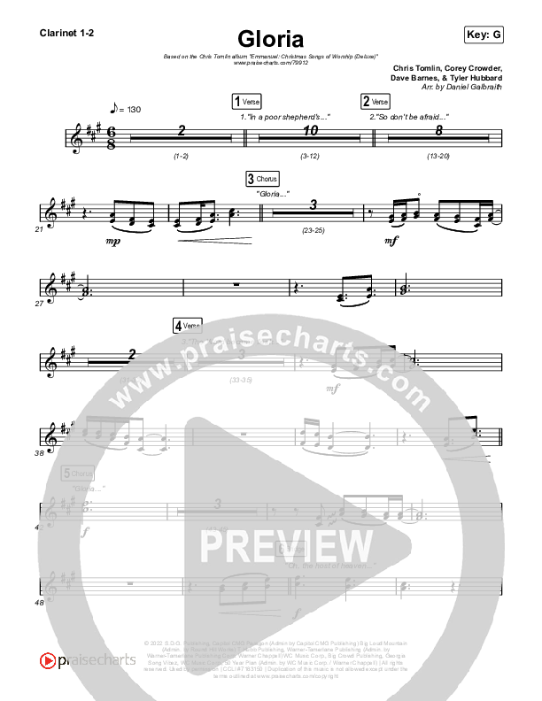 Gloria Clarinet 1/2 (Chris Tomlin)