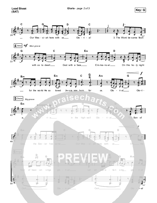 Gloria Lead Sheet (SAT) (Chris Tomlin)