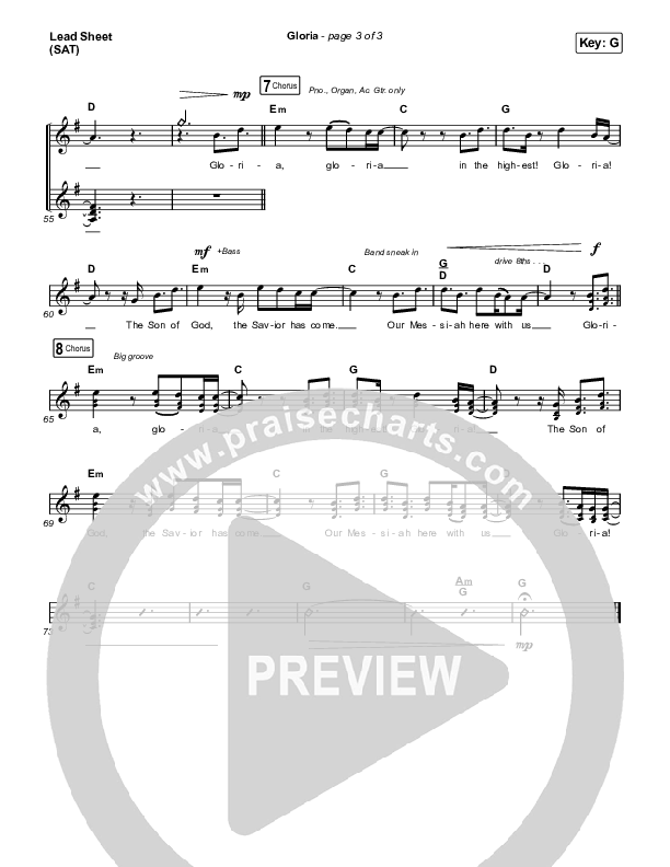 Gloria Lead Sheet (SAT) (Chris Tomlin)