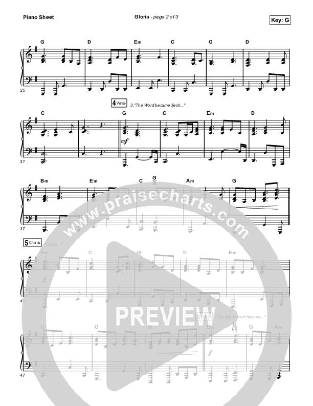 Gloria Piano Sheet (Chris Tomlin)