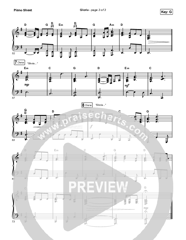 Gloria Piano Sheet (Chris Tomlin)