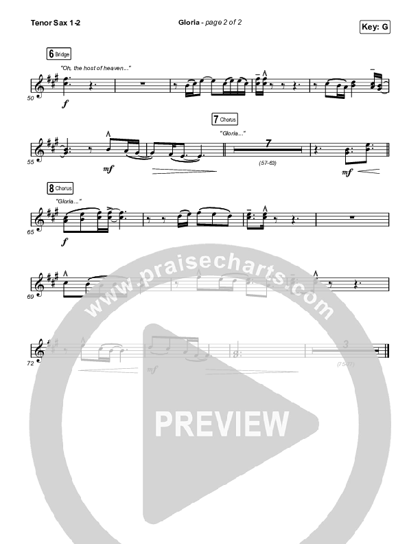 Gloria Tenor Sax 1/2 (Chris Tomlin)