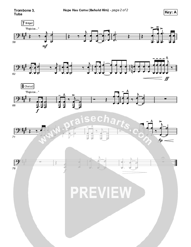 Hope Has Come (Behold Him) Trombone 3/Tuba (Red Rocks Worship)