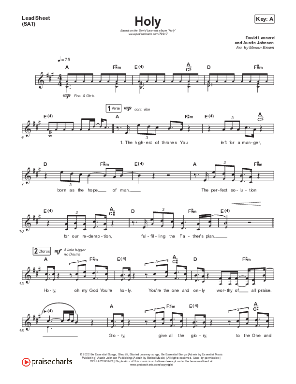 Holy Lead Sheet (SAT) (David Leonard)