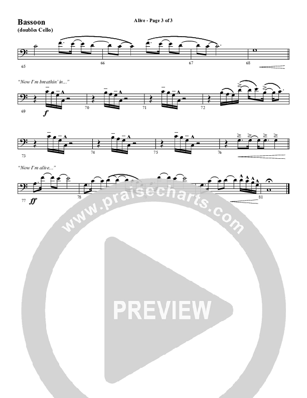 Alive (Choral Anthem SATB) Bassoon (Word Music Choral / Arr. Cliff Duren)