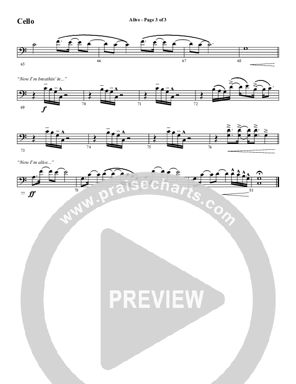Alive (Choral Anthem SATB) Cello (Word Music Choral / Arr. Cliff Duren)
