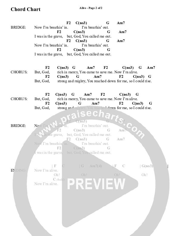 Alive (Choral Anthem SATB) Chord Chart (Word Music Choral / Arr. Cliff Duren)