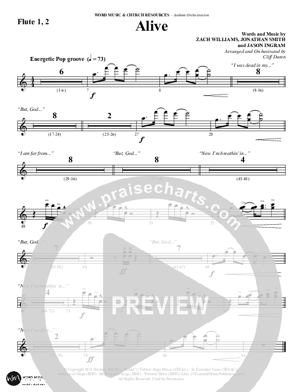 Alive (Choral Anthem SATB) Flute 1/2 (Word Music Choral / Arr. Cliff Duren)