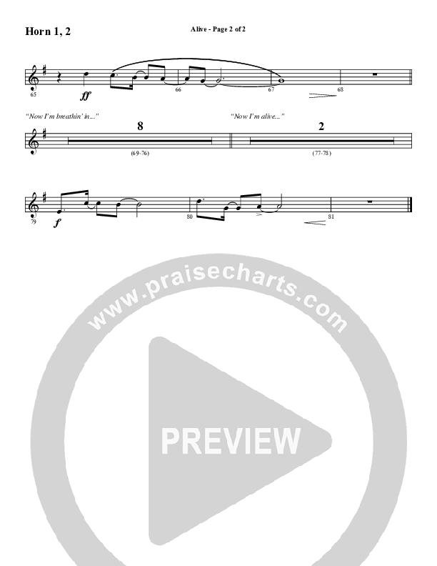 Alive (Choral Anthem SATB) French Horn 1/2 (Word Music Choral / Arr. Cliff Duren)