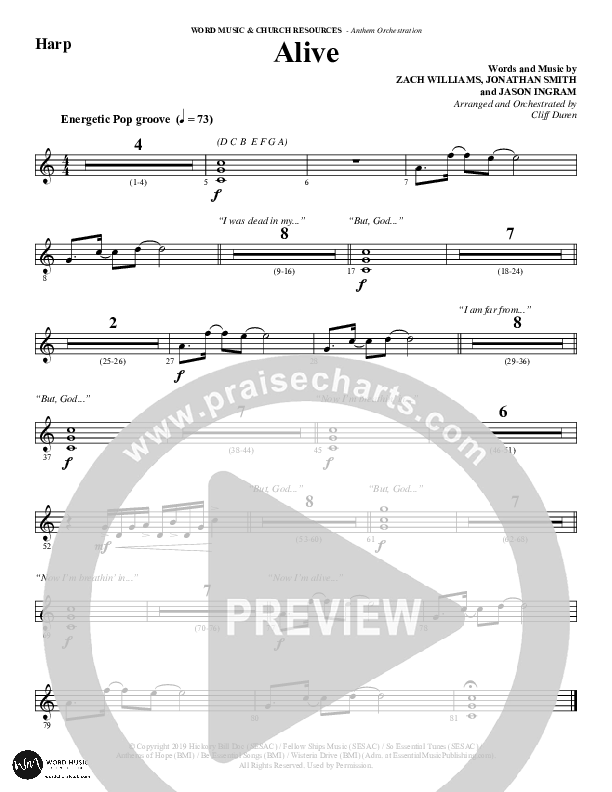 Alive (Choral Anthem SATB) Harp (Word Music Choral / Arr. Cliff Duren)