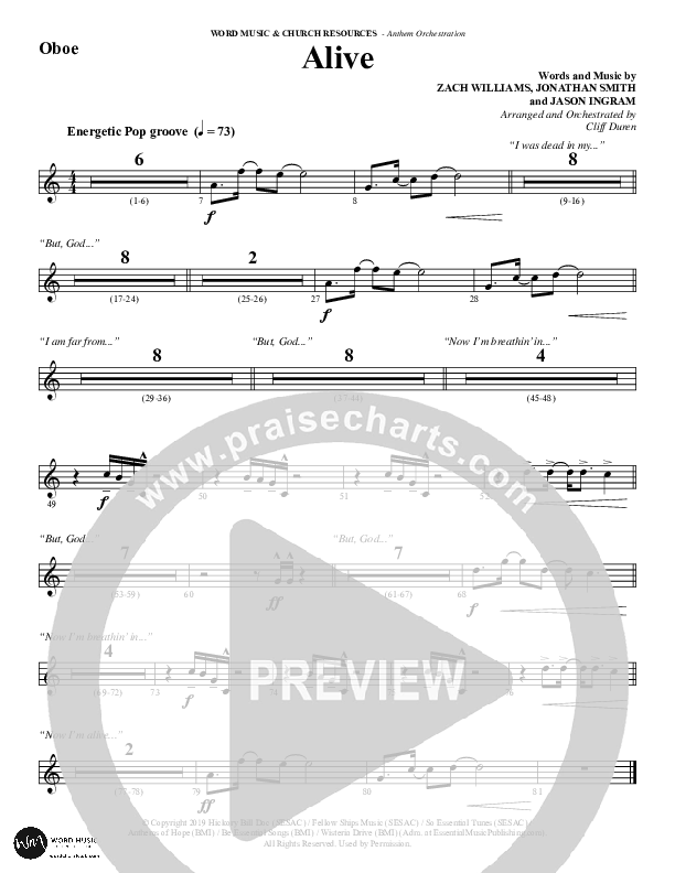 Alive (Choral Anthem SATB) Oboe (Word Music Choral / Arr. Cliff Duren)
