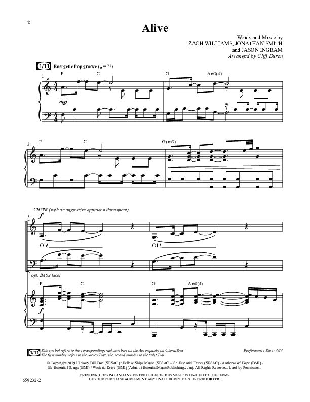 Alive (Choral Anthem SATB) Anthem (SATB/Piano) (Word Music Choral / Arr. Cliff Duren)
