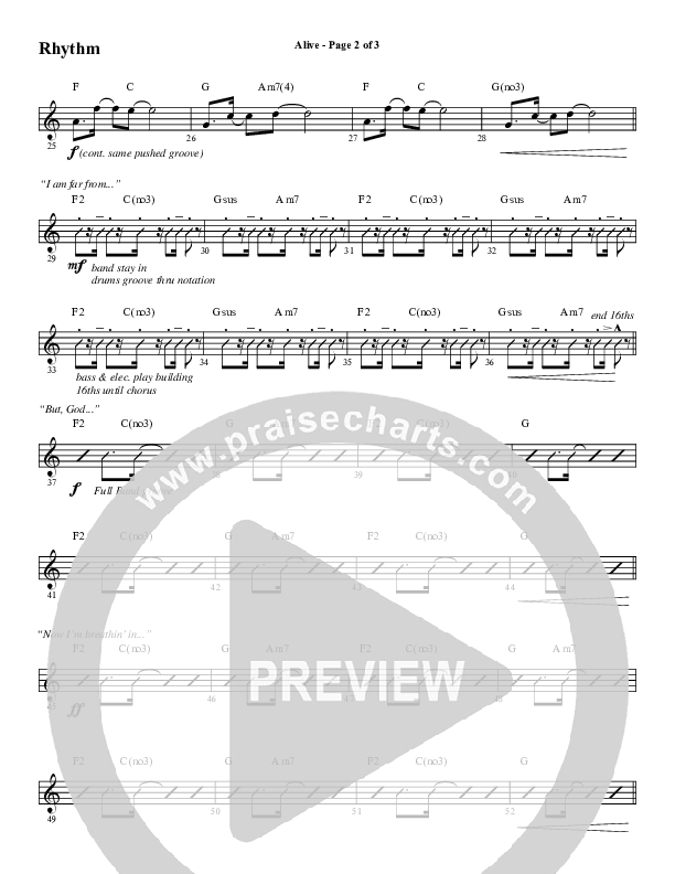Alive (Choral Anthem SATB) Rhythm Chart (Word Music Choral / Arr. Cliff Duren)
