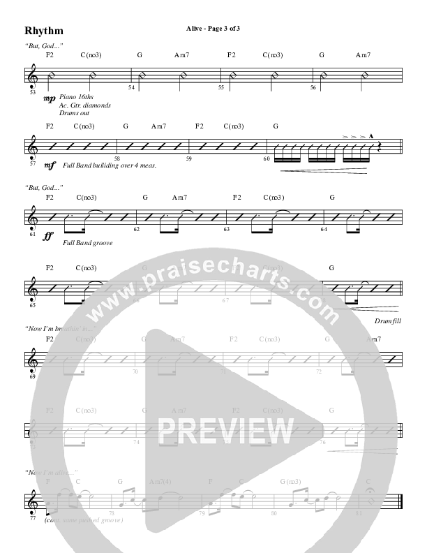 Alive (Choral Anthem SATB) Rhythm Chart (Word Music Choral / Arr. Cliff Duren)